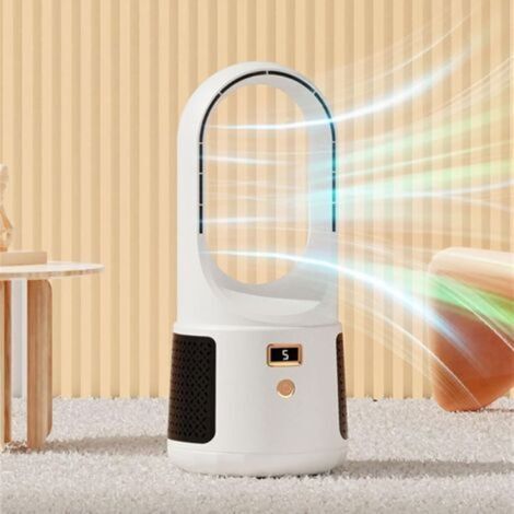 Ventilateur de bureau sans pales – Fonctionnement silencieux – Chargement USB – 6 vitesses de ventilation – Léger et portable, convient à une utilisation à domicile et en camping.