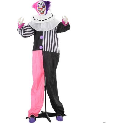 YWJ Décoration d'Halloween clown effrayant, mobile, fonction rire, rose + violet (1/5)
