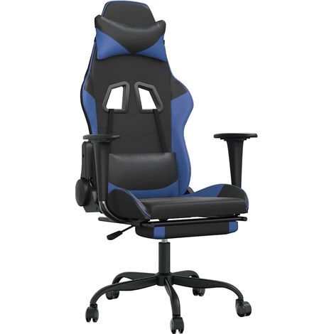 Maison Exclusive - Sedia da Gaming con Poggiapiedi Nero e Blu in Similpelle (1/5)