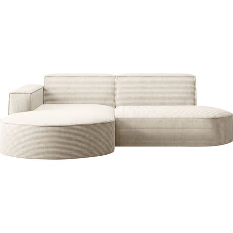 Ecksofa Designer MODENA STUDIO stoff Dicker cord Poso Ecru Links (1/5)
