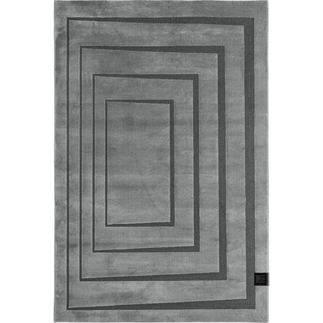 Tapis salon et chambre 160x230 gris et noir rectangle tissé motif géométrique PLAZA (1/5)
