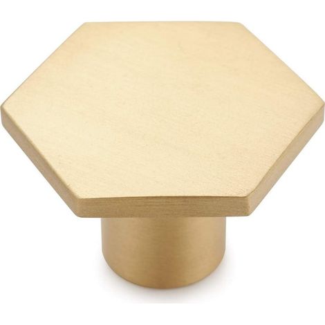 Set mit 10 massiven Messing-Möbelknöpfen für Schränke, Schubladen und Kleiderschränke, goldfarben, sechseckig, 30 mm (1/5)