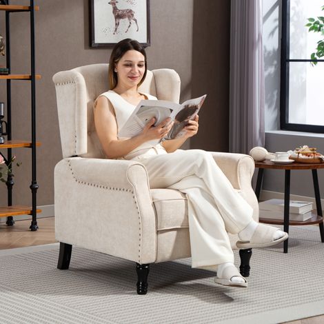 Comfortable Recliner Armchair with Retractable Footrest,Vintage Tufted Design,Easy-Clean Upholstery,Maximum Load 150kg