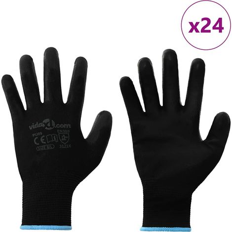 Gants de Travail 24 pcs Noir 9 / l Polyester CFW632343 (1/5)