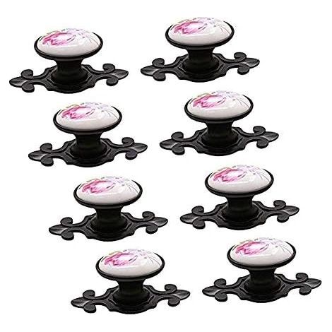 10 poignées de porte en céramique vintage, boutons de meubles assortis. (1/3)