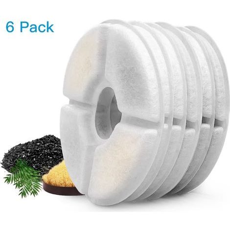 Set of 6 automatic filters for cat fountains, with resin and activated carbon, replacement water filter for cats & dogs (round) (1/5)