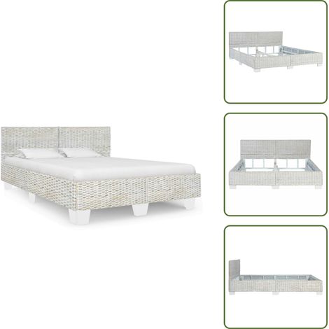 Lit en acajou - vidaXL Cadre de lit Gris Rotin naturel 160 x 200 cm - Lit en bois de manguier