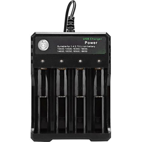 Chargeur intelligent universel USB à 4 emplacements pour batteries rechargeables 18650 (1/5)
