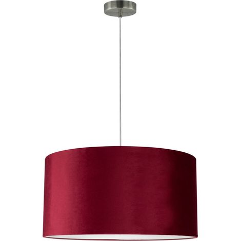 Suspension Cylindre en Velours Bordeaux Abat jours diam 50 cm SCARLETT (1/3)