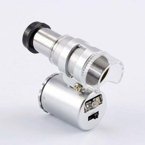 royaluxe - Mini Loupe de Microscope 60X Loupe de Microscope Portable Loupe LED Lumière UV pour Bijoux, Diamants, Pièces de monnaie, Timbres, Antiquités (1/4)