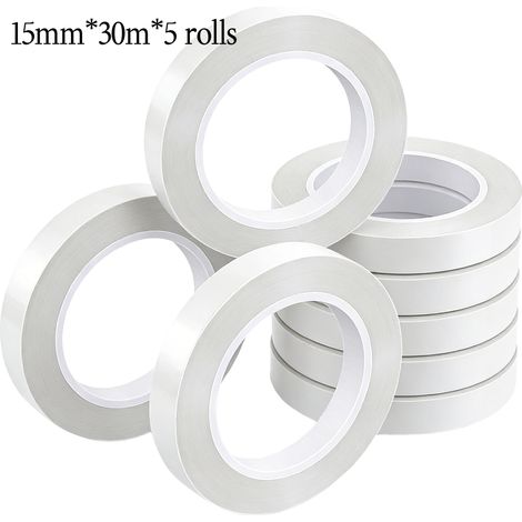 Ruban adhésif floral blanc légèrement transparent, ruban imperméable pour emballage de fleurs, convient aux bouquets, 15 mm x 30 m x 5 rouleaux (1/5)