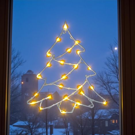 Warm White LED Christmas Tree Window Light (1/2)