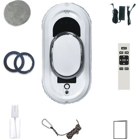 Robot Nettoyeur Vitre, 2800 Pa D'aspiration,Robot Laveur de Vitre Automatique, Système de Sécurité,Télécommandé, pour Toutes Les Surfaces Lisses (1/5)