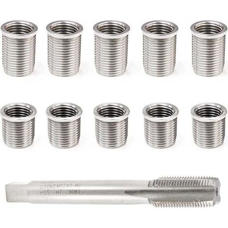 Outil de réparation de filetage de bougie d'allumage Boulon M10x1.0 + M12x1.0 Kit de matériel d'accessoires automatiques pour robinet (1/4)