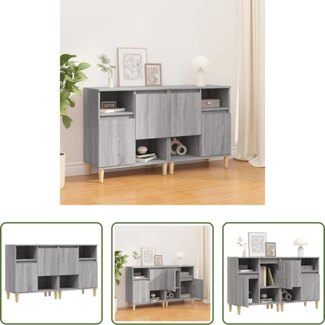Holzbeine - Sideboards 2 Stk. Grau Sonoma 60x35x70 cm Holzwerkstoff (1/5)