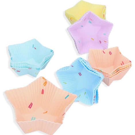 20 pièces Moules à gâteaux en silicone, moules à muffin moules à cupcakes réutilisable pour muffins, cupcakes et petits gâteaux,Parent,Star (1/5)