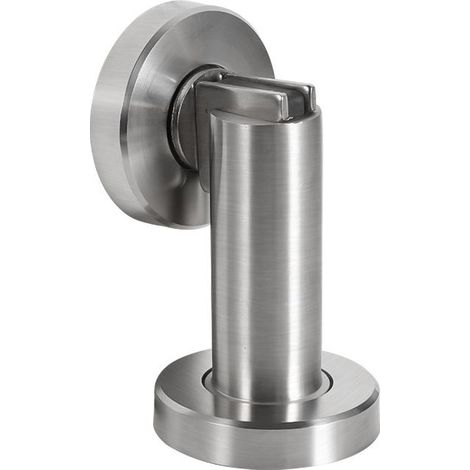 Magnetic door stop MS010 in stainless steel look - Door stop with floor and wall mounting material - Magnetic door stop - Ø 5cm, height 8.4cm (1/5)