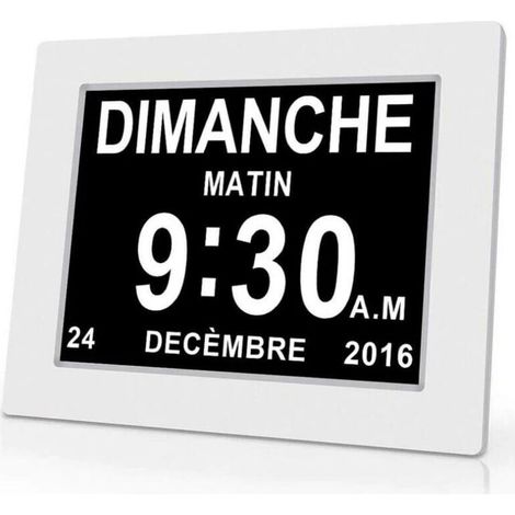 RHG Horloge calendrier numérique One Piece 7 pouces avec date et heure, horloge Alzheimer pour parents, rappel de médicaments pour grands-parents et enfants - Blanc - 20414324mm (1/5)