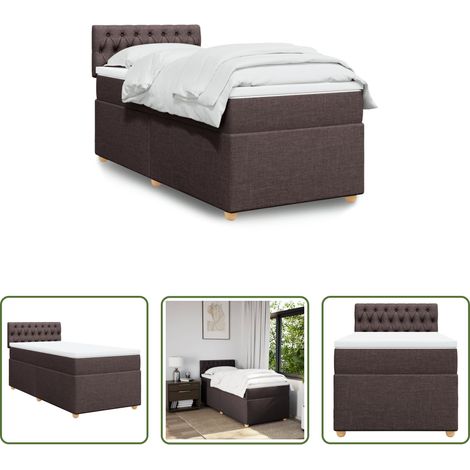 vidaXL Surmatelas -  Sommier à lattes de lit avec matelas Marron foncé 90x200 cm (1/5)