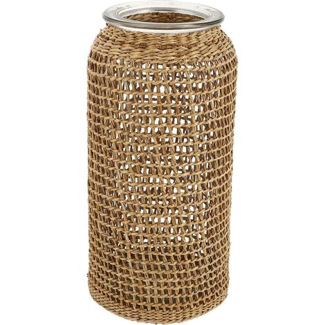 Vase en osier tressé vintage de style japonais, centre de table floral pour décoration intérieure et naturelle (1/5)