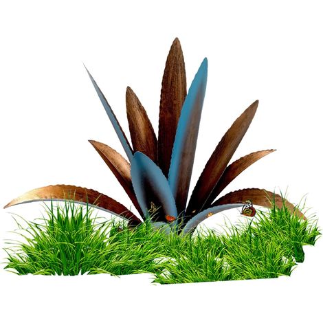 Rustikale Tequila-Skulptur, rustikale Tequila-Skulptur, blau, große Metall-Agave, Hofkunst, rustikale Metall-Agavenpflanzen für den Außenbereich, Agavenstatue für Terrasse, Freude, Gartendekoration fü