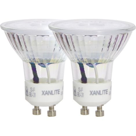 Xanlite – Ampoules LED GU10 5W équivalent 50W – Blanc neutre 4000K – Lot de 2 – Angle 36° – Intensité 345 lumens – PACK2VG50SCW