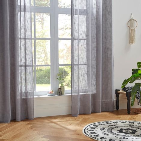 Voilage tissé sablé "Alton" 140 x 240 cm Atmosphera - Gris - Gris - (1/2)