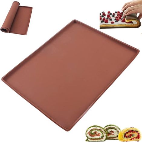 Silikon Backmatte für Kuchen Multifunktionale Backmatte Rollbackmatte Braun Silikon Backform für Biskuitrollen 30 x 24,5 x 1,5 cm Wiederverwendba (1/5)