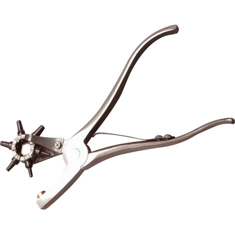 Fustella per cuoio con testa girevole pesante con 6 punzoni in acciaio inox