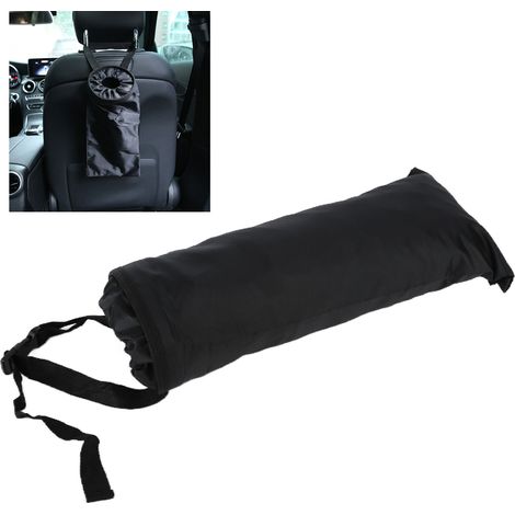 Poubelle de voiture suspendue multifonction - Sac de rangement pour siège avec fermeture élastique et velcro - Organisateur de voyage lavable Oxford noir (38g) (1/5)