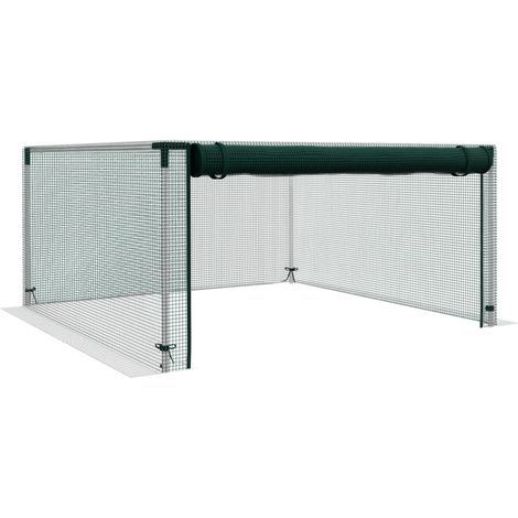 Filet de protection pour plantes et légumes, porte zippée, armature en acier, 125 x 125 x 62,5 cm, vert/argent (1/5)