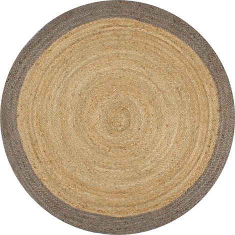 Tappeto fatto a mano in juta con bordo grigio 90 cm DEC023469
