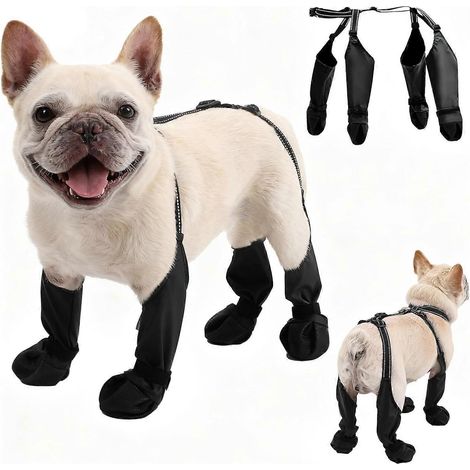 SBottes d'hiver imperméables pour chiens, guêtres avec semelle antidérapante pour chiens de petite et moyenne taille, protège-pattes avec sangle réglable, idéales pour les promenades en extérieur. (1/5)