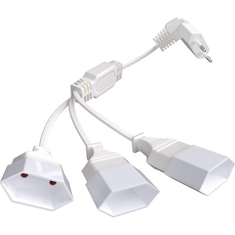 Câble D'extension Euro 3 en 1, 0.5M Rallonges d'alimentation, Câble D'extension de Prise D'extension EU à Angle Droit à 90, 250 V/2,5 A Fiche Euro vers Prise Euro, Rallonge Multiprise, Blanc (1/5)