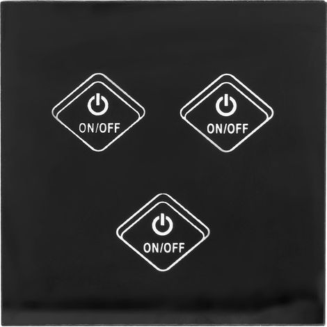 Interrupteur Intelligent Sans Fil 3 Voies - Panneau À Toucher Verre Trempé - Compatible Alexa Google Home - 90-250 V CA - Noir - 1 Pièce (1/5)