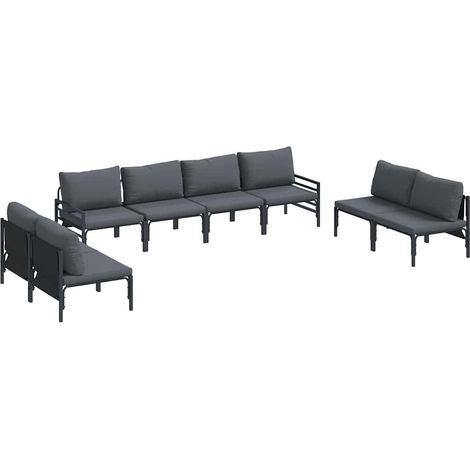 Maison Exclusive - Conjunto de sofás de jardín 8 uds. Negro Acero (1/5)