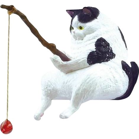 Statue Chat - Décoration En Bois Pour Aquarium Et Bac À Eau - Ornements De Bureau Et De Table - 6 x 4,5 cm - 1 Pièce (1/4)