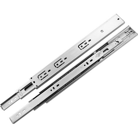 Schubladenschienen, 1 Paar, 55 cm, Soft-Close-Schubladenschienen mit Kugellagern, Seitenmontage, Tragkraft 35 kg, silber (1/5)