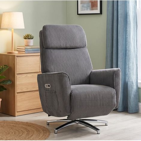 Fauteuil relax électrique pivotant 360°, double moteur, USB, gris foncé DESVIAE (1/5)
