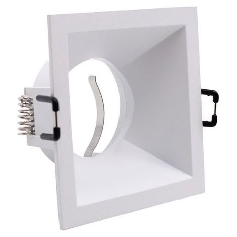Support Encastrable Spot Carré Blanc Mat pour Ampoule GU10 - SILAMP (1/5)
