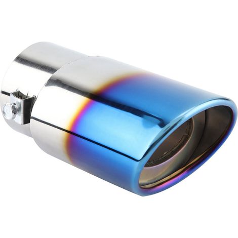 Tube d'échappement droit universel chromé bleu acier inoxydable pour voiture, embout de silencieux arrière (1/5)