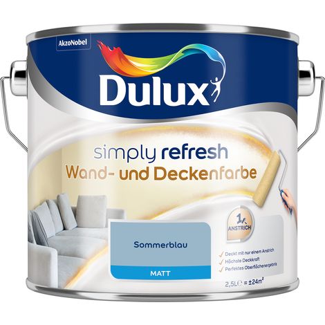 Dulux Simply Refresh Wand und Deckenfarbe - Sommerblau - 2,5 l - Erfrischende, langlebige Innenfarbe für ein schönes Zuhause (1/5)