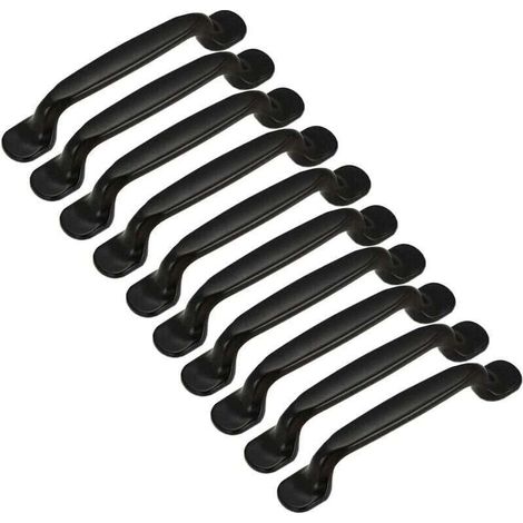 10x Poignée de Porte Cuisine Armoire Placard Tiroir Chambre Meubles Tirer Entraxe 128mm, Aluminium Noir (1/4)