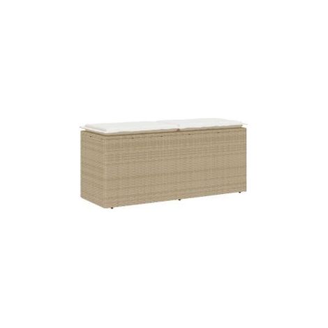 Banc de jardin avec coussin beige 110x40x44 résine tressée (1/5)