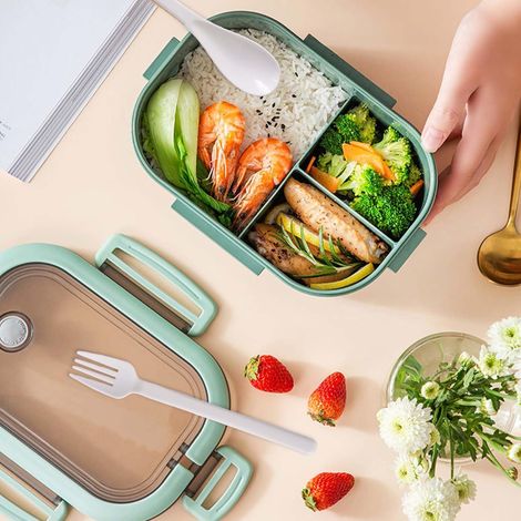 Bento Lunch Box da 1200 ml con kit borsa, Lunch Box con borsa termica per il pranzo, Lunch Box adatto al microonde, Lunch Box con design a prova di perdite e posate, per adulti, scuola, picnic, lavoro (1/4)