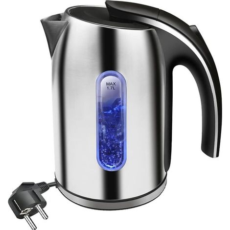 Bouilloire électrique Inox avec illumination LED, capacité de 1,7 litres, Bouilloire Électrique en acier inoxydable, 2200W sans BPA, Auto-Arrêt & Protection Anti-Ébullition à Sec (1/5)