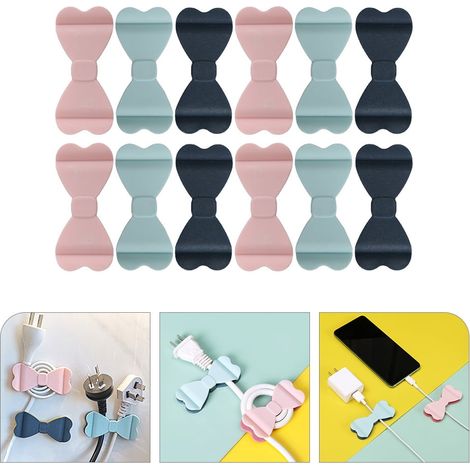 Organizzatore di cavi per la casa, nastro adesivo per riporre i cavi, 3 colori, confezione da 12 (1/4)