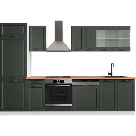 Cuisine R-Line, Anthracite maison de campagne/blanc, 300 cm , PT Chêne, Vicco