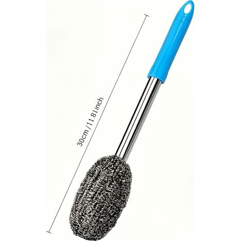 Brosse à récurer en acier inoxydable, 1 pièce, manche ergonomique, résistante, pour poêles, casseroles et ustensiles de cuisine, couleur aléatoire (1/4)