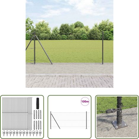 vidaXL Sécurité extérieure - Poteau de clôture. Gris 100 x 0,8 m (maillage de 36 mm) (1/5)